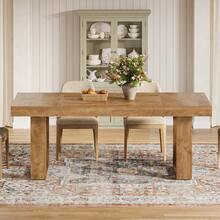 Tribesigns 63-Inch Rectangle Dining Table For 4-6 People, Farmhouse Thick Appearance Design, Rectangular Kitchen Dinner Table For Home, Natural Brown - Natural - View 7