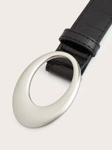 1pc American Retro Y2K Women's Leather Belt For Pairing With Jeans - Black - View 4