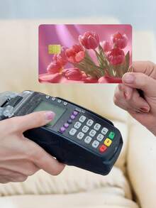 1pc Pink Tulip Official Credit Card Sticker Privacy Protection Card Skin, Romantic Floral Birthday Gift PVC Material Anti-Fingerprint Anti-Scratch Wear-Resistant Card Sleeve, Card Protector, Suitable For Men, Women, Couples, Small Chip Card, Bank Card, Credit Card, Transit Card, Student Campus Card Personalized DIY - Type a - View 8