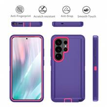 Suitable For Galaxy Rugged Series Phone Case - Black/Blue, Heavy Duty Shockproof Dual Layer Protective Case, With Interface Dust-Proof/Scratch-Resistant Protection, Suitable Compatible With Iphone Series, Unisex - Deep Purple-red - View 4