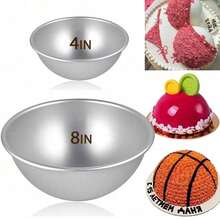 1/2 Half Sphere Cake Mold (4/8 Inch), Semi-Circular Baking Pan, Aluminum Non-Stick, Heat-Resistant And Easy Release, For Oven Baking Basketball Cake, Soccer Cake And 3D Spherical Cake, Essential Kitchen Tool For Christmas - Hemispherical Mold - View 2