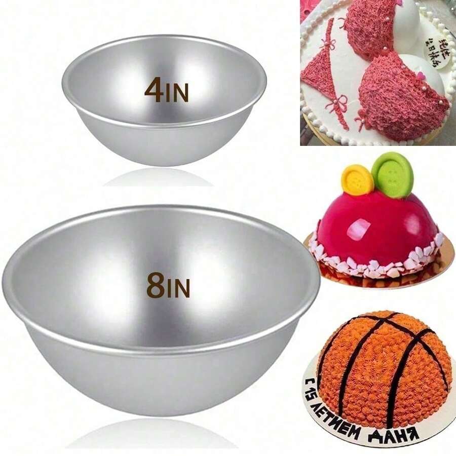 1/2 Half Sphere Cake Mold (4/8 Inch), Semi-Circular Baking Pan, Aluminum Non-Stick, Heat-Resistant And Easy Release, For Oven Baking Basketball Cake, Soccer Cake And 3D Spherical Cake, Essential Kitchen Tool For Christmas