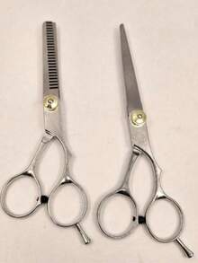 1 Professional Hairdressing Scissors - Stainless Steel Professional Hair Cutting Shears - Total Length 7/5.5 Inches - Unisex Razor Edge Barber Scissors - Premium Hairdressing Scissors For Salon And Home Use - Silver - View 7