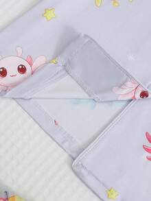 Tween Girls Cute Axolotl Print Button Front Long Sleeve Pajama Set, 2pcs Lapel Top & Pants Soft Sleepwear For Autumn Winter Home Outfit Loungewear - Lilac Purple - View 6