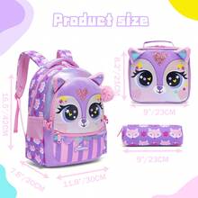 3pcs/Set Kids Animal Pattern Girls Backpack, Suitable For Elementary And Kindergarten Girls, Includes Crossbody Bag And Pencil Case, For School Use - 137 Girls' Backpack - View 11