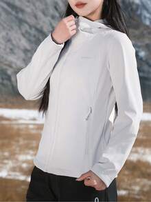 CAMEL CROWN Women's Autumn Outdoor Windproof Slim Fit Softshell Jacket, Triple Protection - Light Frost White - View 5