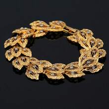 Make You Shine At Every Big Event! 4Pcs Gold Tone Filigree Leaf Rhinestone Jewelry Set Luxury Crystal Jewelry Set For Banquet Party Wear Confidence - Gold - View 6