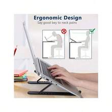 7-Level Adjustable Folding Laptop Stand, Portable Laptop Cooling Pad - View 2