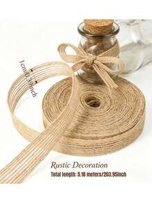 1 Roll Thick Linen Ribbon, Rustic Light Brown Premium Craft Ribbon, Perfect For Gift Wrapping, Weddings, Christmas Party Decor And DIY Crafts - Multicolor - View 6