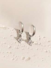 1 Pair Clover Earrings, Fashionable Luxury Elegant Style Delicate Earrings, Suitable For Daily Wear - Platinum - View 7