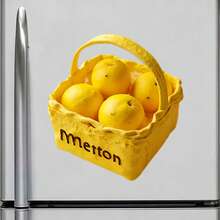 Metton 編織金色籃子 4 顆蜜黃色蘋果磁鐵，將果園的溫暖凝聚在溫柔的一把之中，適用於家中所有金屬表面 - H - 查看 3