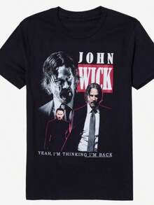John Wick Collage T-Shirt _ Printed Summer Luxury Brand Cottonsss  And Wo T-Shirt Short SLeesve - 黑色 - 查看 1