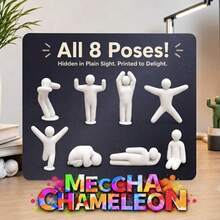 8pcs Creative Super Chameleon Hide And Seek Game Character Set (1/8pcs), Featuring Popular Online Poses Like "Dab", Stretching And Hugging Knees, Designed For Players And Gen Z Aesthetic Home And Office Decor, Fall Home Decor, Desk Accessories, Fall Decor - Multicolor - View 7