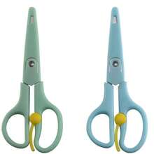 1pc Stainless Steel Scissors With Spring-Loaded Handle, Effortless Cutting, Round Tip, For Home Sewing, Craft, Document Cutting And Art Work - Multicolor - View 3