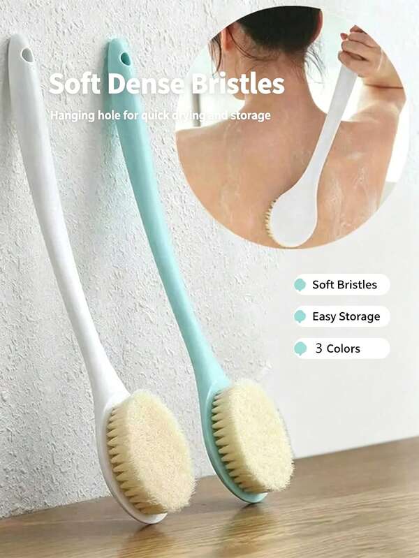Long Handle Bath Brush - Soft Mesh Sponge Brush Head, Designed For Women's Exfoliation And Massage During Bathing