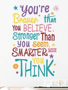 Colorful English Inspirational Quotes Wall Sticker, Decorative Wall Art, Motivational Phrases, Self-Adhesive Painting, Study Space Decor - Multicolor - View 5