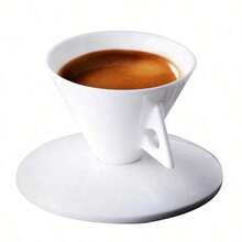 INS Light Luxury Bone China Cone Type ESPRESSO SHOT Cup Ceramic Pyramid Small Black Coffee Mug And Saucer Sets Demitasse Teacup - White - View 4