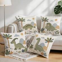 Childhood Dinosaur Tree Pattern Pillowcase, No Insert, Single-Sided Print Pillowcase, Suitable For Living Room Bedroom Home Decor, All-Season Pillowcase - Multicolor - View 8