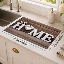 1 pieza Tapete de mesa HOME con patrón de grano de madera en forma de corazón, almohadilla rectangular de tela estilo rústico vintage, textura de tablón de madera falsa marrón con detalle de impresión de letras, protector de escritorio a prueba de polvo y resistente a manchas, adecuado para la parte superior de la lavadora, cuarto de lavandería, baño, área de almacenamiento del hogar, decoración diaria, todas las estaciones - Multicolor - Ver 8