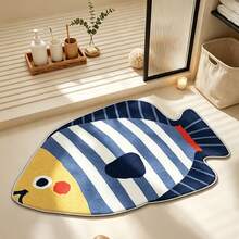 1pc Bathroom Rug, Short Plush Material With Unique Cute Fish Print Pattern, Artistic Contour Design, Place At Shower Doorway, Easy-To-Clean Home Decor Carpet, Enhances Home Experience. Soft Texture, Comfortable Foot Feel, Suitable For Bathroom, Sink Area, Entryway And More - Multicolor - View 7