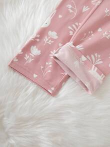 Young Girl 2pcs/Set Girls Pajama Set Long Sleeve Top And Pants Thermal Lined Thick Style Spring Autumn Winter Base Layer Versatile Clothing 4-12 Years Old - Multicolor - View 10