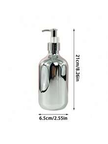 1pc/2pcs Refillable Lotion Dispenser Bottle, Bathroom Silver-Plated Replaceable Liquid Soap/Shampoo Dispenser Bottle Home Bathroom Decor Fall Decor Back To School - Silver - View 4