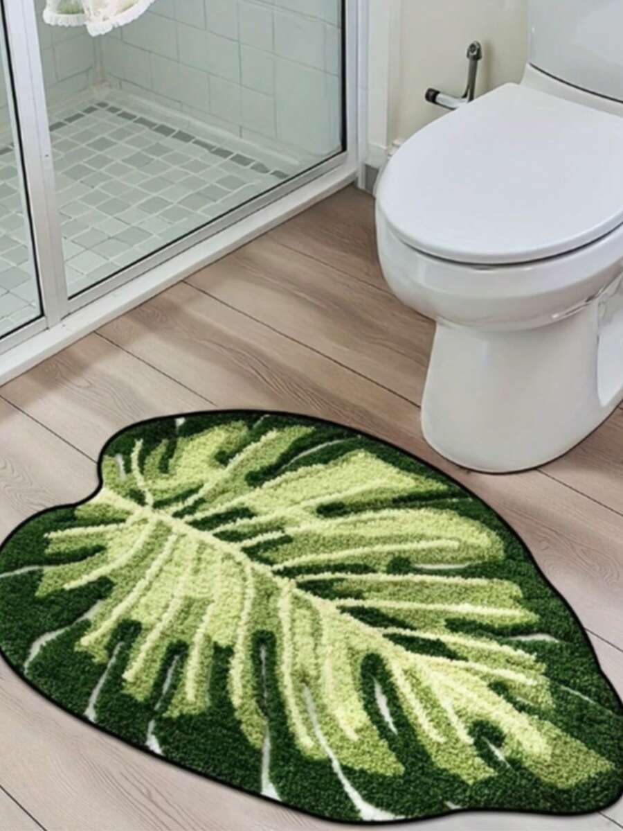1pc Leaf Pattern Plush Thickened Carpet, Warm Fuzzy Rug For Autumn/Winter, Decorative Floor Mat For Bedroom, Living Room, Home Decor, Washable - Multicolor - View 1