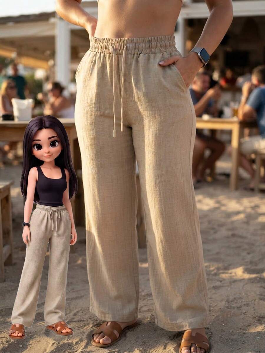 Women Pants - Beige - View 1