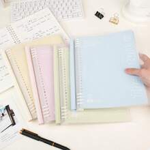 B5 Macaron Color Loose-Leaf Notebook, Detachable Refillable Pages Student Classroom Note-Taking Notebook Office Lined Record Book - Multicolor - View 2