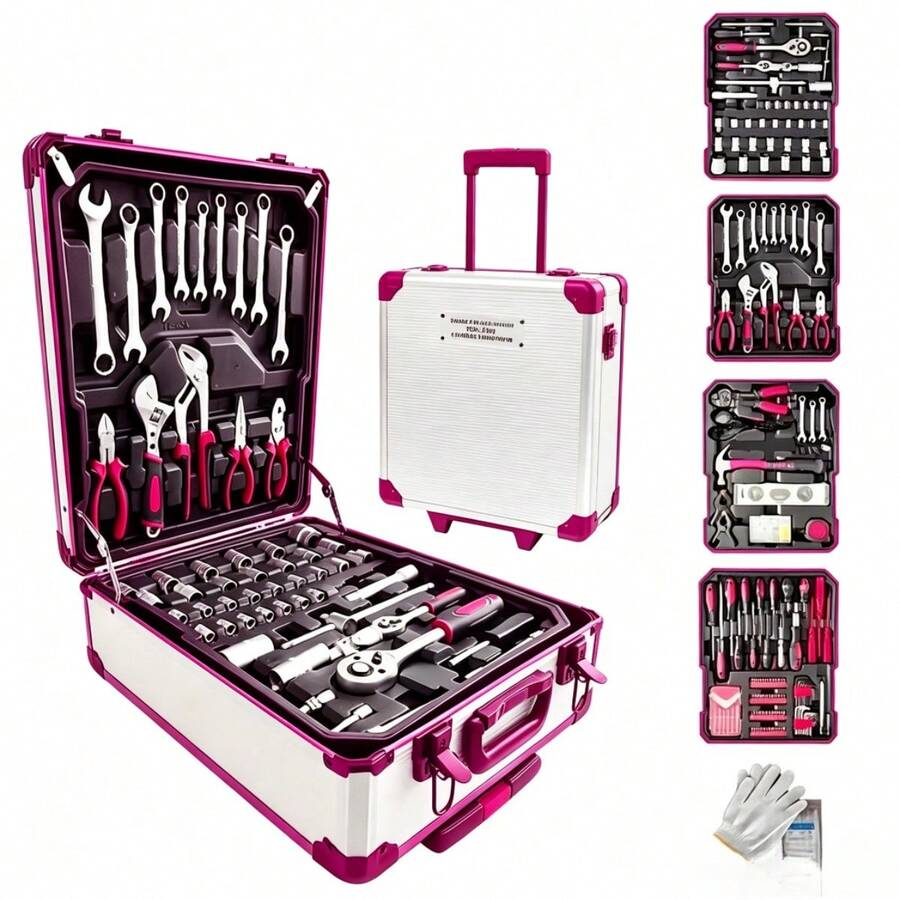 Set Alat Perbaikan Mobil Profesional 115/46pcs: Set Kunci Ratchet Portabel, Tahan Lama, dan Mudah Digunakan - Cocok untuk Perbaikan Mobil, Perahu, Sepeda Motor, Perbaikan Rumah dan Industri - Termasuk Kotak Penyimpanan - Beraneka warna - View 1