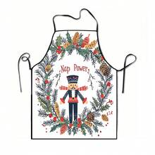 1pc Christmas Santa Claus, Christmas Bell, Christmas Snowflake, Christmas Reindeer, Christmas Tree, Christmas Snowman, Christmas Penguin, Christmas Cartoon Animal Pattern Chef Apron, Apron, Suitable For Home Decor And Kitchen Use. Made Of 100% Polyester Material, Designed As Sleeveless Style, Perfect For Home Kitchen, Outdoor BBQ Cooking. This Printed Apron Is Unisex, Machine Washable And Reusable, A Kitchen Essential - Multicolor - View 14
