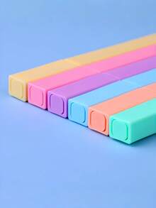 6pcs/12pcs Square Barrel Fluorescent Macaron Color Highlighter Marker Pen Set For Students, Note-Taking And Key Point Marking - Multicolor - View 7