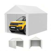 Carport Lagerzelt 3x6m Grau, verzinktes Stahlgestell, wasserdichte PE Plane, UV-Schutz, Seitenwände - Weiß 3*4m - Übersicht 1
