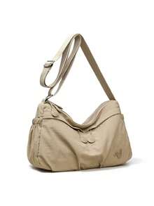 1pc Solid Color Fashion Minimalist Nylon Fabric Zipper Closure Lightweight Versatile Daily Mini Crossbody Shoulder Bag For Men, Suitable For Daily Commute, Shopping, Cycling - Multicolor - View 13