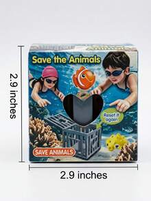 Save Ocean Animals Diving Pool Blind Box Doll Set, Underwater Sinking Cage With Random Soft Rubber Ocean Animal Figures, Fun Underwater Catching Game Bath Pool Interactive Water Play Blind Box Doll, Suitable For Children - Multicolor - View 7