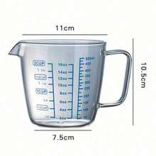 250ml/500ml Heat-Resisting Premium Reinforced Glass Measuring Cup Milk Scale Microwave Measure Jug With Blue Measurement Digital - White - View 11