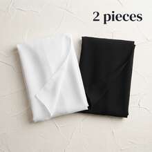 2pcs Solid Color Chiffon Square Scarf Casual Scarf Suitable For Daily Use 110*110cm - Black 1 White 1 - View 2