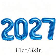 4件組 32英吋 2027數字鋁箔氣球套組，適合婚禮、感恩節、萬聖節、聖誕節、新年、生日派對裝飾 - 藍色32吋20274件套 - 查看 7