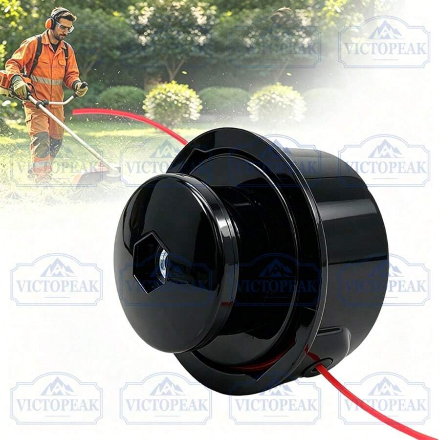 1pc 77mm Diameter M8*1.25mm Right-Hand Thread Automatic Line Feed Anti-Drop Easy Disassembly High-Strength Engineering Plastic M8 Right-Hand Black Trimmer Head, Universal Lawn Mower Accessory For Garden, Yard, Farm, All-Season Weeding - Trimmer Head (M8 Right-hand Thread, Small Black Version) - View 1