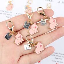 5pcs/10pcs 2D Flat Pink Pig Keychain Set, With "A Pocket Hug" Cards, Casual Keychain, Suitable For Holiday And Birthday Gifts For Friends - Pink - View 6