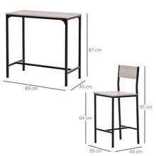 Bar Table With 2 Chairs, 3-Piece Bar Set, MDF In Natural And Black, 89x45x87cm For Kitchen And Dining Area - Natural - View 4