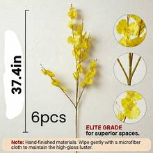 1pc/6pcs/21pcs, 95cm Artificial Yellow Dancing Orchid, Living Room Dining Table Vase Flower Arrangement Decor, Home Soft Furnishing Entrance Hall Decoration Artificial Cymbidium Orchid Fake Flower, Suitable For Wedding Decoration, Autumn Decoration, Garden Center Decoration, Party, Gift - Yellow - View 13