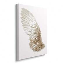 1/2pcs Framed/Unframed Minimalist Angel Wings Neutral Color Canvas Poster, Spiritual Wings Wall Art Decor For Dorm, Hallway, Living Room Modern Home Decoration - A - View 2