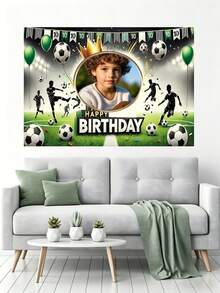Customizable Portrait Football & Rugby Photo Backdrop, Personalized Birthday Party Decoration, Portrait Photography Banner, Vinyl Material, Stadium Banner Printing - C - View 7