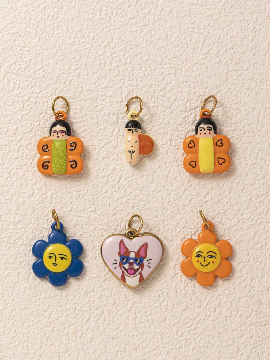 1/3pcs Quirky Mixed Pendant, Exquisite Cartoon Style, 18kpvd Gold Plated 316 Stainless Steel Material, Waterproof And Fade-Resistant, Suitable For DIY Creative Necklace, Bracelet, Earrings, Bag Chain, Keychain, Waterproof And Sweat-Resistant, Suitable For Daily Casual Wear - Multicolor - View 1