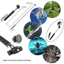 3-In-1 Action Camera Accessory Kit Head Strap + Chest Strap + Selfie Stick Compatible With /AKASO/Dragon Touch Outdoor Cycling Vlog Shooting - View 6