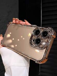 MewTrek Luxury Electroplated Transparent Phone Case, New Fashion Silicone Shockproof Protective Soft Shell, Compatible With Iphone, Galaxy, Honor Reno, Unisex, 2026 - Gold - View 3