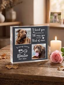 1pc Personalized Pet Memorial Plaque, Custom Dog Photo Acrylic Plaque, Pet Loss Gift, Personalized Pet Portrait Keepsake, Dog Remembrance Gift For Pet Owner - Multicolor - View 5