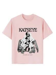 Tween Girls' Casual Funny Print Crew Neck Short Sleeve T-Shirt, Summer Top - Pink - View 5