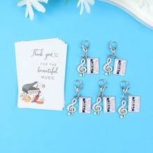 5pcs Music Theme Keychains With Greeting Cards, Suitable For Handbags, Luggage Charms, Perfect Gift For Music-Loving Colleagues, Partners, Close Friends, Music Festivals, Concert Celebrations Or Daily Sharing - Multicolor - View 8